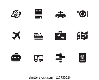 Travel icons on white background. Vector illustration.