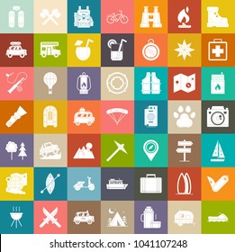 travel icons, outdoor Camping icons set, adventure icons, mountain and picnic icons