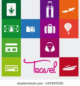 travel icons over colorful background vector illustration