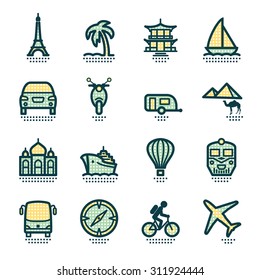 Travel icons with pattern.