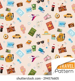 Travel Icons Pattern - Vector Illustration