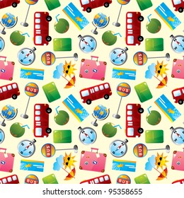 travel icons seamless pattern