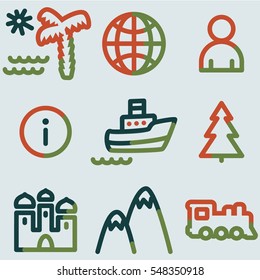 Travel  icons set 1, colour contour series