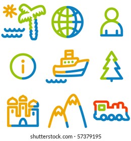 Travel  icons set 1, colour contour series