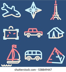 Travel  icons set 2, colour contour series