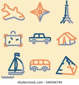 Travel  icons set 2, colour contour series