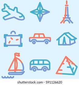 Travel  icons set 2, colour contour series