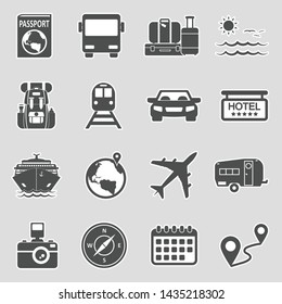 Travel Icons. Set 2. Sticker Design. Vector Illustration.