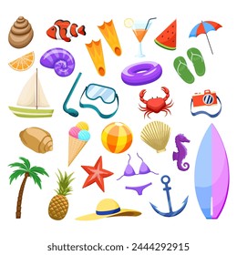 Travel icons. Travel icons set. Beach summer icons set.