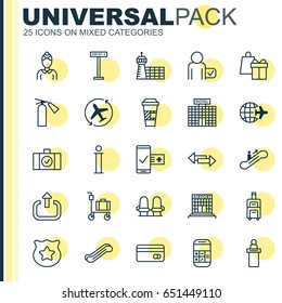Travel Icons Set. Collection Of Armchair, Information, Calculation And Other Elements. Also Includes Symbols Such As Info, Police, Reservation.