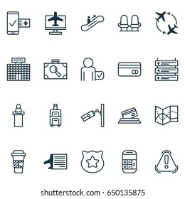 Travel Icons Set. Collection Of Cop Symbol, Road Map, Siren And Other Elements. Also Includes Symbols Such As Travel, Payment, Security.