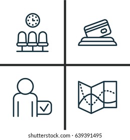 Travel Icons Set. Collection Of Credit Card, Globetrotter, Road Map And Other Elements. Also Includes Symbols Such As Credit, Room, Payment.