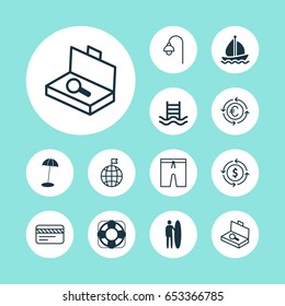 Travel Icons Set. Collection Of Sea Rescue, Currency Recycle, Travel Direction And Other Elements. Also Includes Symbols Such As Lifebuoy, Recycle, Search.