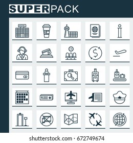 Travel Icons Set. Collection Of World, Seats, Credit Card And Other Elements. Also Includes Symbols Such As World, Takeoff, Online.