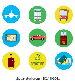 Travel Icons Set flat design. Vector illustration. Isolated.