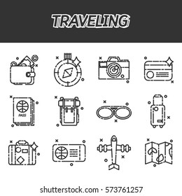 Travel Icons Set flat design
