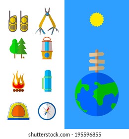 Travel Icons Set. Flat. Vector illustration.