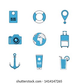 Travel icons set. Travel illustrations isolated on a white background. Vector illustration