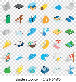 Travel icons set. Isometric style of 36 travel vector icons for web for any design