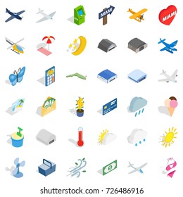 Travel icons set. Isometric style of 36 travel vector icons for web isolated on white background