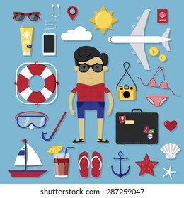Travel icons set in modern flat style