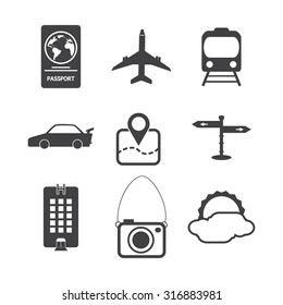 Travel icons set on white background