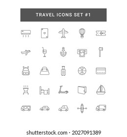 travel icons set outline style. line icon travel. isolated on white background
