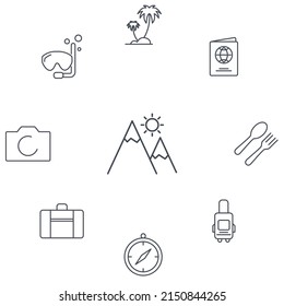 Travel Icons Set . Travel Pack Symbol Vector Elements For Infographic Web