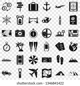 Travel icons set. Simple style of 36 travel vector icons for web for any design