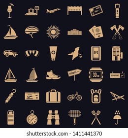 Travel icons set. Simple style of 36 travel vector icons for web for any design