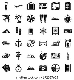 Travel Tour Outline Colored Icons Set Stock Vector (Royalty Free ...