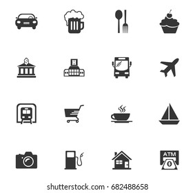 Travel icons set and symbols for web user interface