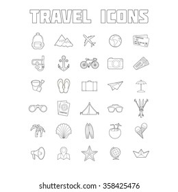 Travel Icons Set. Thin Line Icons Vector Illustration