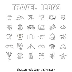 Travel Icons Set. Thin Line Icons Vector Illustration