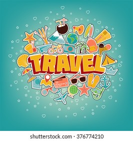 Travel Icons Set. Thin Line Icons Vector Illustration