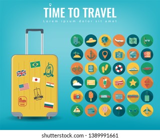 Travel icons set. Travel and Tourism concept. Flat design icons. Vector illustration