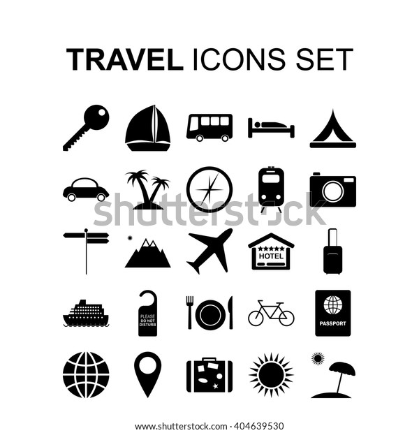 Travel icons set. Tourism silhouette\
symbols.  Vector\
illustration