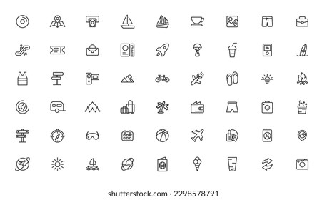 Travel icons set. Tourism simple icon collection