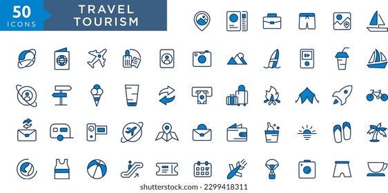 Travel icons set. Tourism simple icon collection