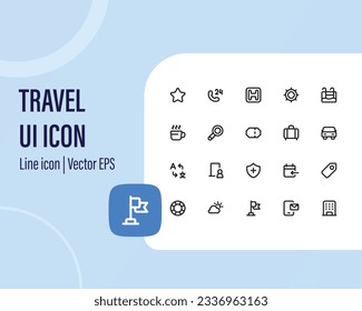 Travel icons set. Tourism simple icon collection. Vector user interface icon set collection.