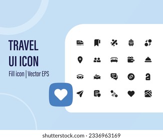 Travel icons set. Tourism simple icon collection. Vector user interface icon set collection.