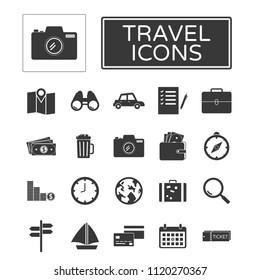 Travel icons set is transparency 