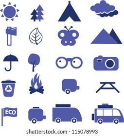 travel icons set, vector