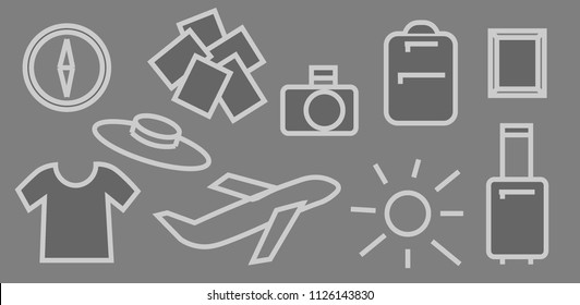 Travel icons set, vector illustrations, minimalism