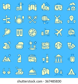 Travel icons set for web and mobile app. Vector.