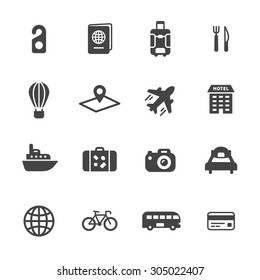 Travel icons. Simple flat vector icon set on white background