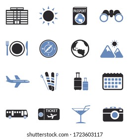 Travel Icons. Two Tone Flat Design. Vector Illustration.