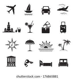 Travel icons. Vector of black color.  EPS-10 (non transparent elements,non gradient). 
