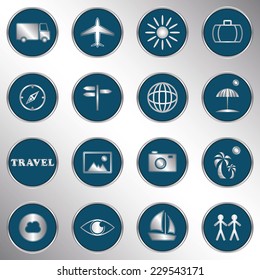 Travel icons. Vector buttons   