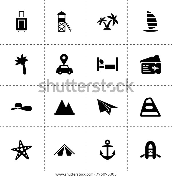 Travel icons. vector\
collection filled travel icons. includes symbols such as car pin,\
back car light, mountain, tent, paper plane, boat. use for web,\
mobile and ui design.